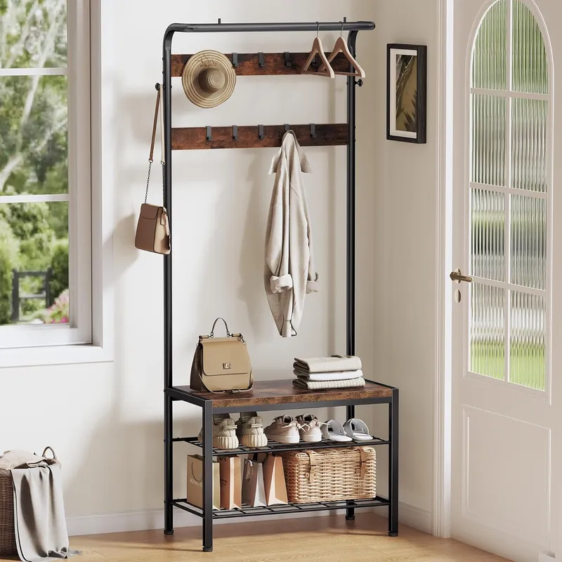 NEWBULIG Hall Tree with Shoe Bench and Coat Rack